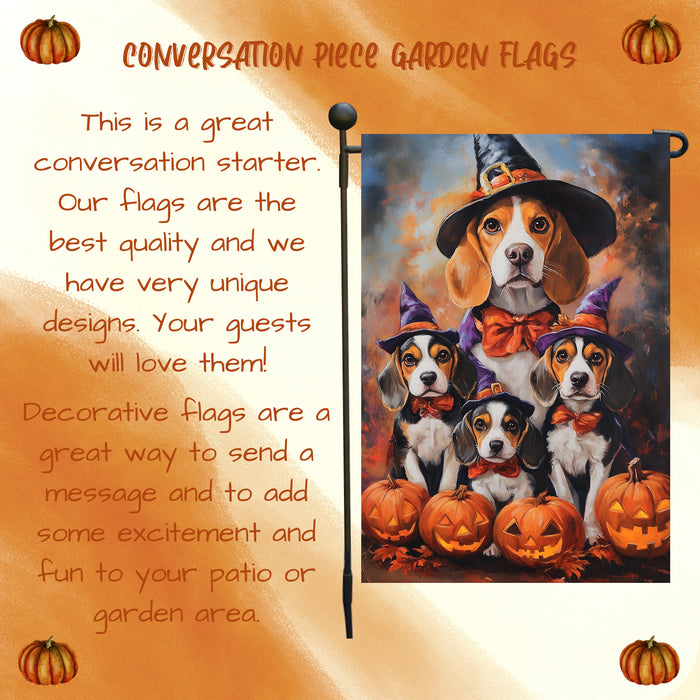 Witch Hat Beagle Halloween Decor Dog Jack O Lanterns Pumpkin Garden Flag for Pet Moms Holiday Outdoor Yard Flag Maple Leaf Decorations for Home