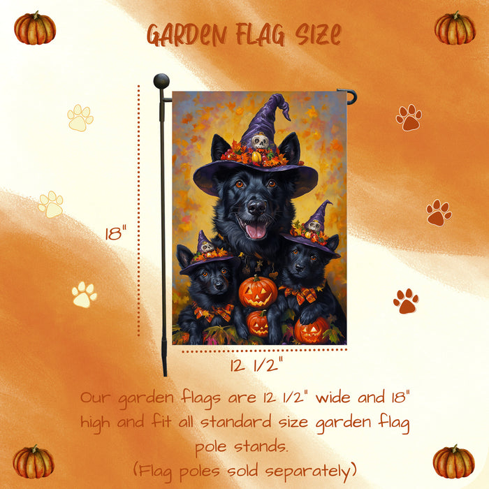 Belgian Shepherd Dog Spooky Halloween Pumpkin Witch Hat Yard Banner Autumn Outdoor Decor for Porch Lawn Pathway Dog Lover Gift for Moms Thanksgiving Party Garden Flag