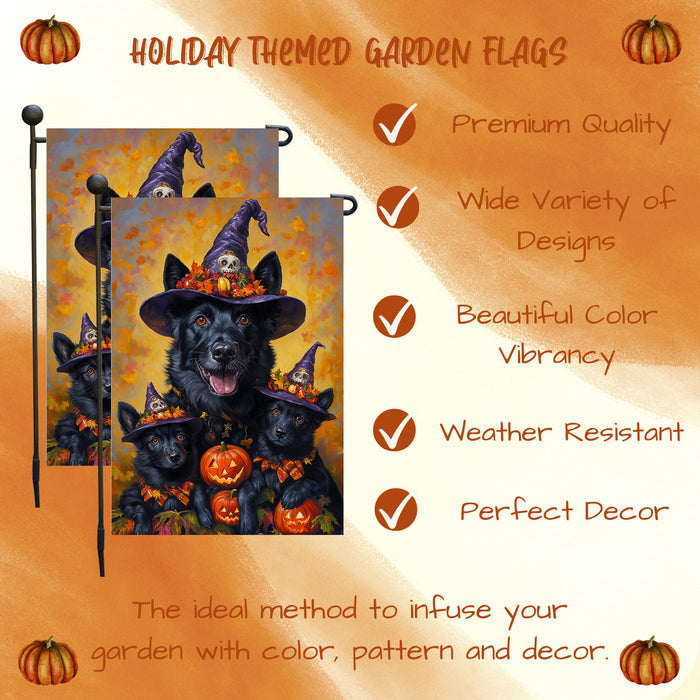 Belgian Shepherd Dog Spooky Halloween Pumpkin Witch Hat Yard Banner Autumn Outdoor Decor for Porch Lawn Pathway Dog Lover Gift for Moms Thanksgiving Party Garden Flag