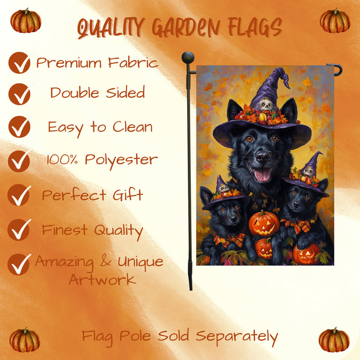 Belgian Shepherd Dog Spooky Halloween Pumpkin Witch Hat Yard Banner Autumn Outdoor Decor for Porch Lawn Pathway Dog Lover Gift for Moms Thanksgiving Party Garden Flag