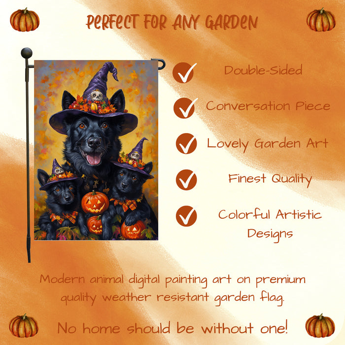Belgian Shepherd Dog Spooky Halloween Pumpkin Witch Hat Yard Banner Autumn Outdoor Decor for Porch Lawn Pathway Dog Lover Gift for Moms Thanksgiving Party Garden Flag