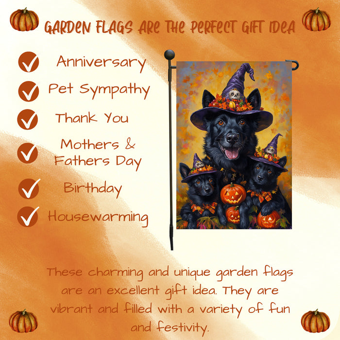 Belgian Shepherd Dog Spooky Halloween Pumpkin Witch Hat Yard Banner Autumn Outdoor Decor for Porch Lawn Pathway Dog Lover Gift for Moms Thanksgiving Party Garden Flag