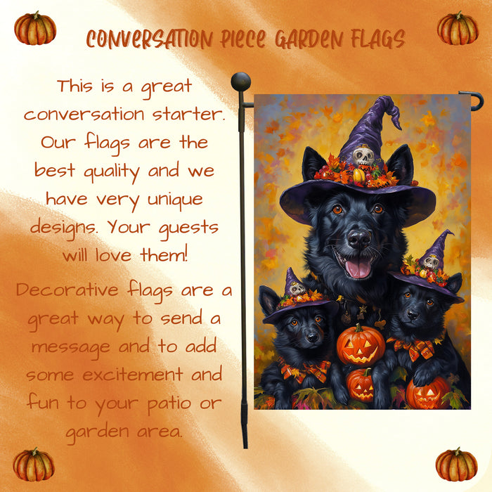 Belgian Shepherd Dog Spooky Halloween Pumpkin Witch Hat Yard Banner Autumn Outdoor Decor for Porch Lawn Pathway Dog Lover Gift for Moms Thanksgiving Party Garden Flag
