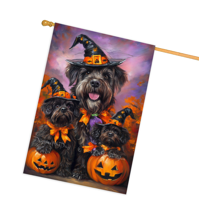 Bouvier des Flandres Halloween House Flag Pumpkin Witch Hat Fall Outdoor Decor for Porch Garden and Lawn Dog Lover Gift Autumn Home Decoration