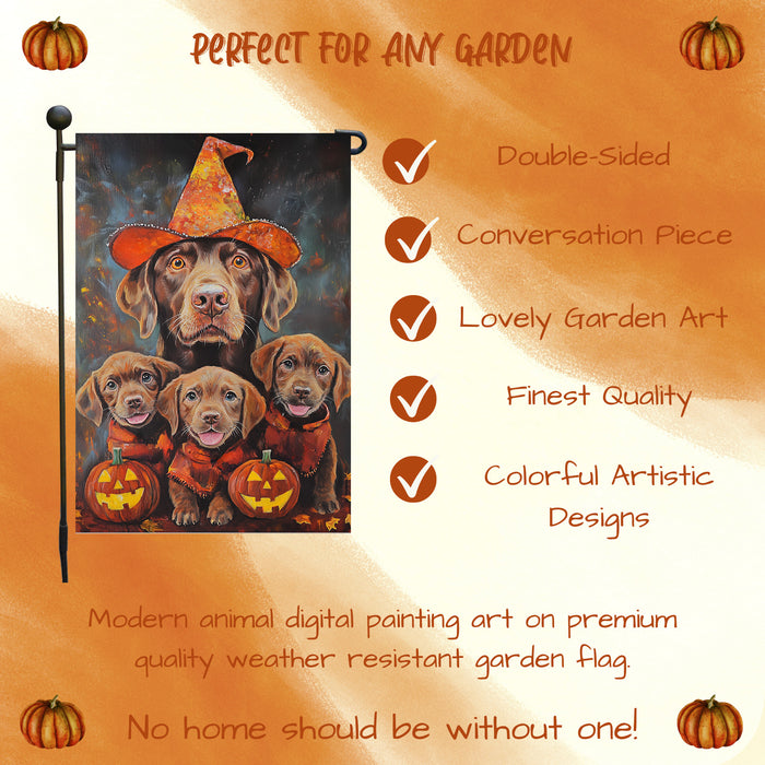 Chesapeake Bay Retriever Spooky Dog Halloween Garden Flag Holiday Outdoor Yard Flag Decorations for Home Rustic Witchy Lawn Gifts for Mens Fall Autumn Party