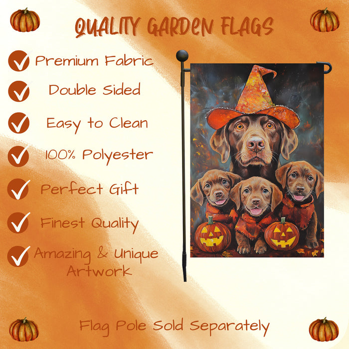 Chesapeake Bay Retriever Spooky Dog Halloween Garden Flag Holiday Outdoor Yard Flag Decorations for Home Rustic Witchy Lawn Gifts for Mens Fall Autumn Party