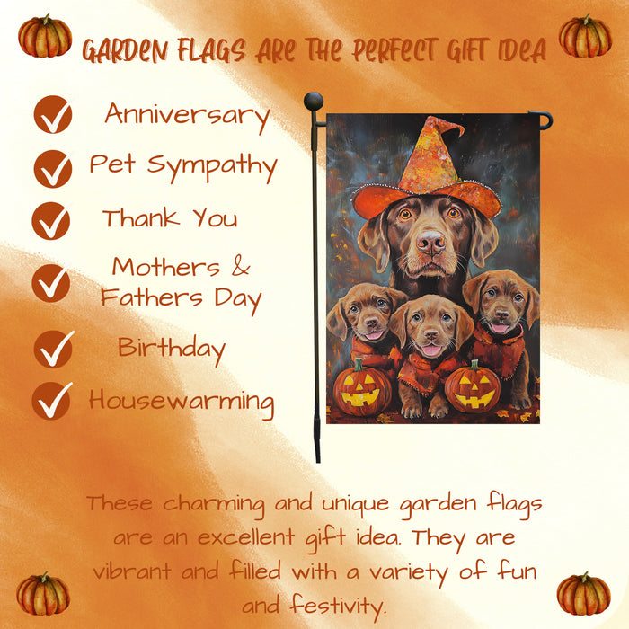 Chesapeake Bay Retriever Spooky Dog Halloween Garden Flag Holiday Outdoor Yard Flag Decorations for Home Rustic Witchy Lawn Gifts for Mens Fall Autumn Party