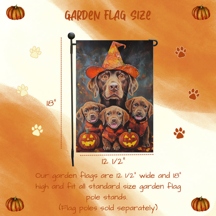 Chesapeake Bay Retriever Spooky Dog Halloween Garden Flag Holiday Outdoor Yard Flag Decorations for Home Rustic Witchy Lawn Gifts for Mens Fall Autumn Party