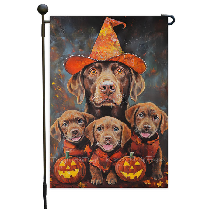 Chesapeake Bay Retriever Spooky Dog Halloween Garden Flag Holiday Outdoor Yard Flag Decorations for Home Rustic Witchy Lawn Gifts for Mens Fall Autumn Party