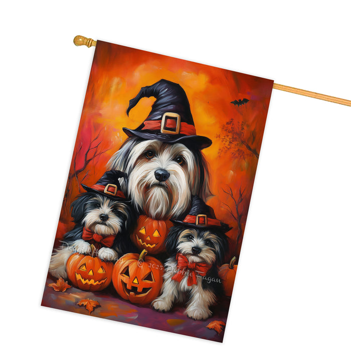 Havanese Dog Thanksgiving House Flag Witch Hat Pumpkin Fall Outdoor Decor for Porch Garden and Lawn Autumn Holiday Farmhouse Home Decoration