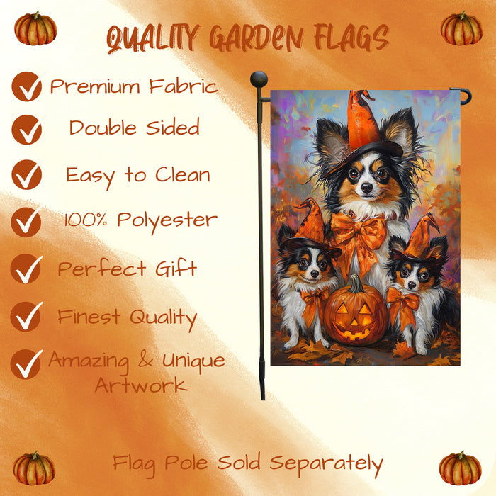 Papillon Halloween Dog Pumpkin Outdoor Holiday Banner Decor Yard Flag for Welcome Thanksgiving Decorations Garden Flag Gifts for Pet Lovers Outside Home Decor