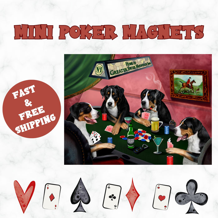 Home of Greater Swiss Mountain 4 Dogs Playing Poker Magnet