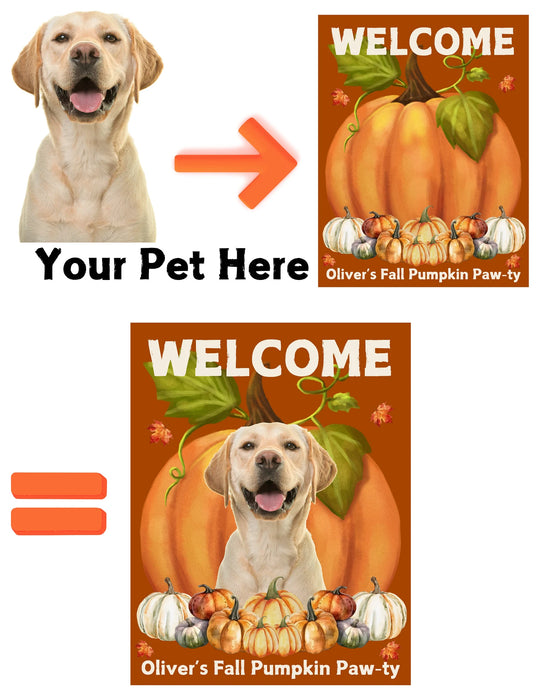 Fall Pumpkin Pawty Garden Flag, Fall Party Decorations, Custom Halloween Thanksgiving Autumn Decor, Dog Flag For Dog Lovers Digital Download