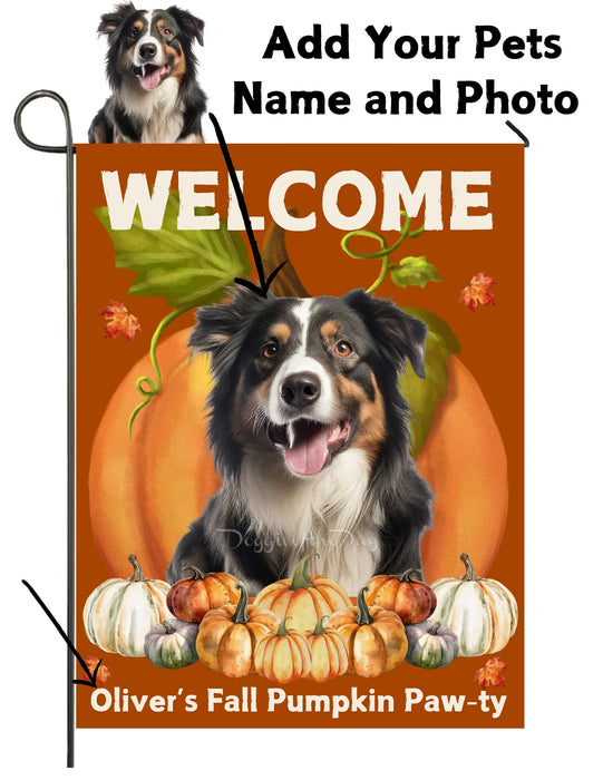 Fall Pumpkin Pawty Garden Flag, Fall Party Decorations, Custom Halloween Thanksgiving Autumn Decor, Dog Flag For Dog Lovers Digital Download