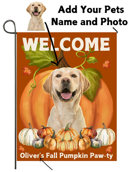 Fall Pumpkin Pawty Garden Flag, Fall Party Decorations, Custom Halloween Thanksgiving Autumn Decor, Dog Flag For Dog Lovers Digital Download