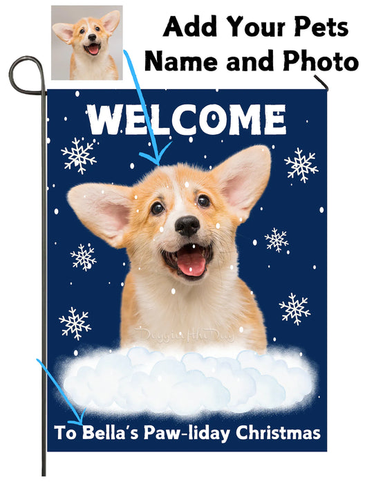 Welcome to Pawliday Christmas, Holiday Garden Flag, Winter Decoration, Outdoor Dog Decor, Custom Dog Flag For Dog Lovers Digital Download