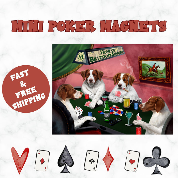 Home Of Brittany Spaniel 4 Dogs Playing Poker Magnet Mini (3.5" x 2")