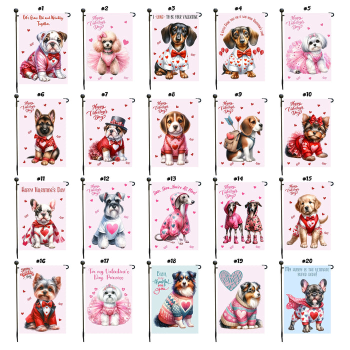 Valentine's Day Dog Garden Flags, Double SIded Printed Flag, Personalized Pet GIft, Valentines Gift for Her, Decorative Yard Flag, Pug Gift