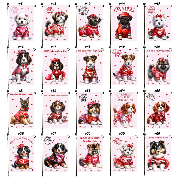 Valentine's Day Dog Garden Flags, Double SIded Printed Flag, Personalized Pet GIft, Valentines Gift for Her, Decorative Yard Flag, Pug Gift