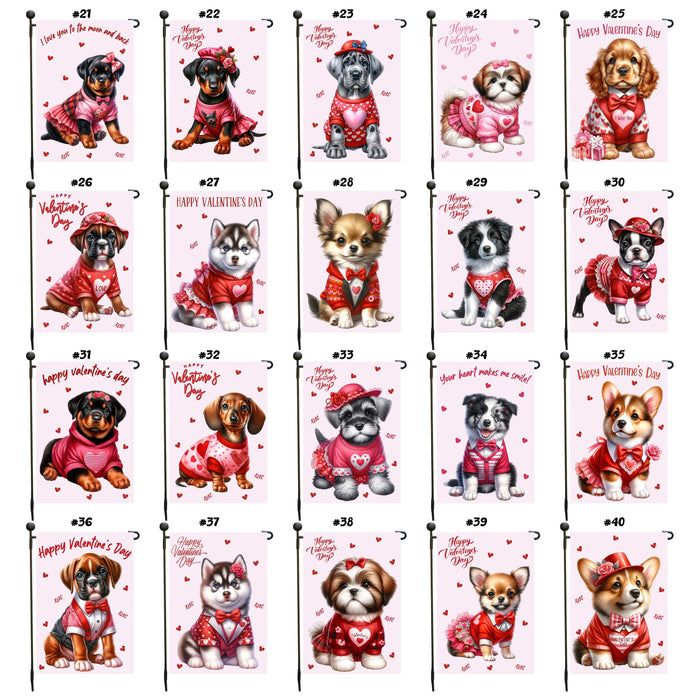 Valentine's Day Dog Garden Flags, Double SIded Printed Flag, Personalized Pet GIft, Valentines Gift for Her, Decorative Yard Flag, Pug Gift