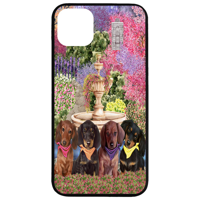 Floral Park Dachshund Dog on Rubber Case for iPhone 11