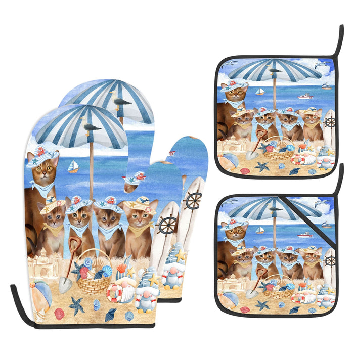 Abyssinian Oven Mitts and Pot Holder, Explore a Variety of Designs, Custom, Kitchen Gloves for Cooking with Potholders, Personalized, Cat and Pet Lovers Gift