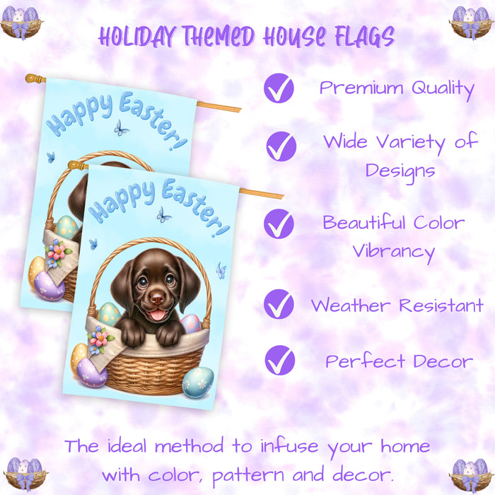 Labrador Spring Easter Puppy House Flag Home Outdoor Decorative Dog Flag Gifts 28x40 Inch Double-Sided