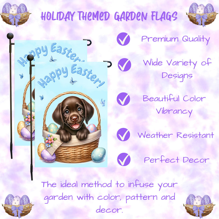 Labrador Dog Spring Easter Garden Flag Puppy Eggs Outdoor Yard Porch Décor 12x18 Inch Single Side and Double Sided