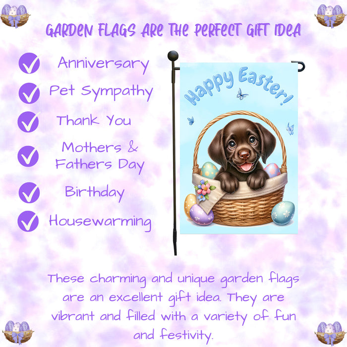 Labrador Dog Spring Easter Garden Flag Puppy Eggs Outdoor Yard Porch Décor 12x18 Inch Single Side and Double Sided