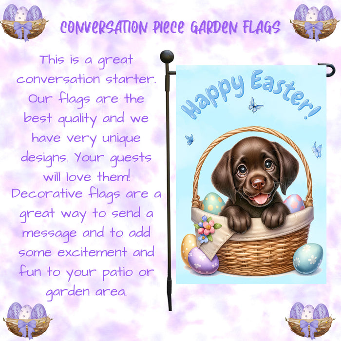 Labrador Dog Spring Easter Garden Flag Puppy Eggs Outdoor Yard Porch Décor 12x18 Inch Single Side and Double Sided