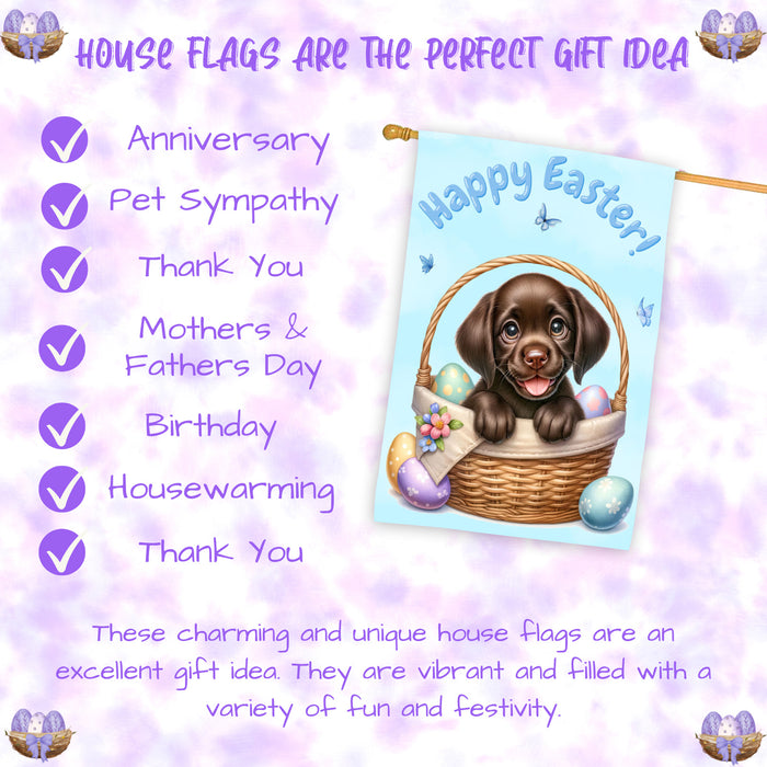 Labrador Spring Easter Puppy House Flag Home Outdoor Decorative Dog Flag Gifts 28x40 Inch Double-Sided
