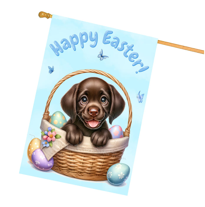 Labrador Spring Easter Puppy House Flag Home Outdoor Decorative Dog Flag Gifts 28x40 Inch Double-Sided