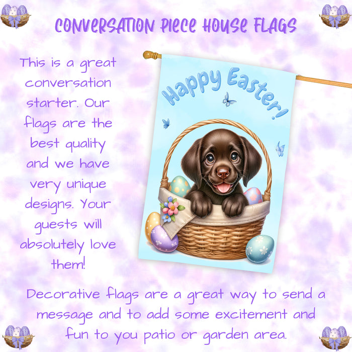 Labrador Spring Easter Puppy House Flag Home Outdoor Decorative Dog Flag Gifts 28x40 Inch Double-Sided