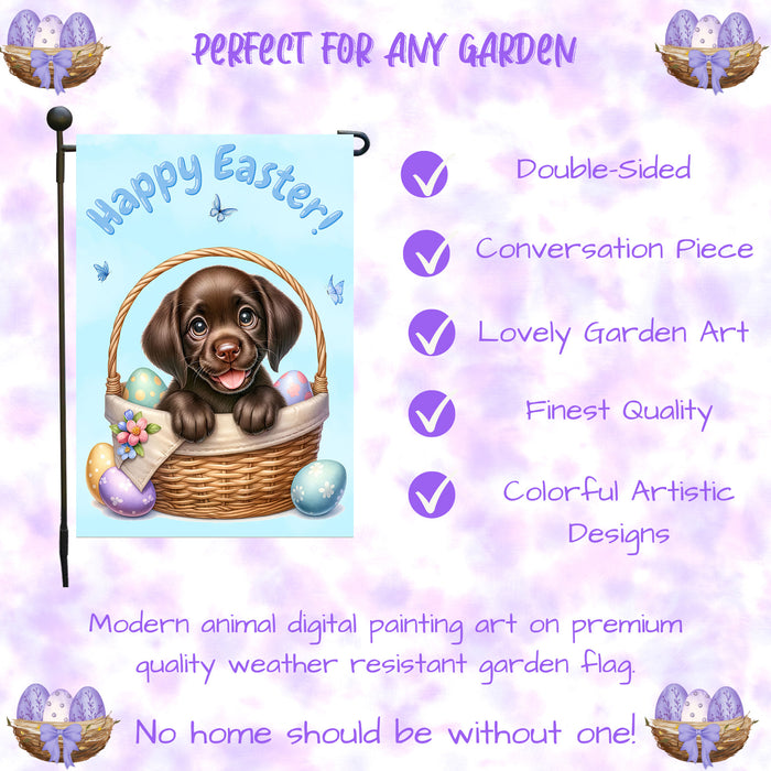Labrador Dog Spring Easter Garden Flag Puppy Eggs Outdoor Yard Porch Décor 12x18 Inch Single Side and Double Sided
