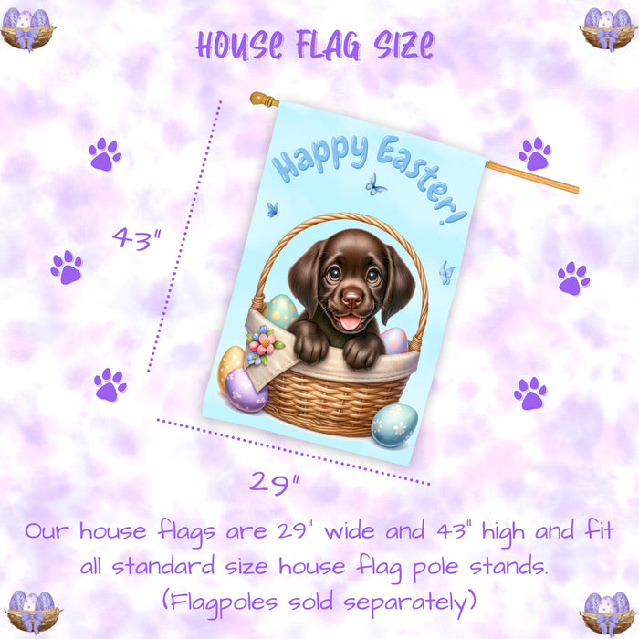 Labrador Spring Easter Puppy House Flag Home Outdoor Decorative Dog Flag Gifts 28x40 Inch Double-Sided