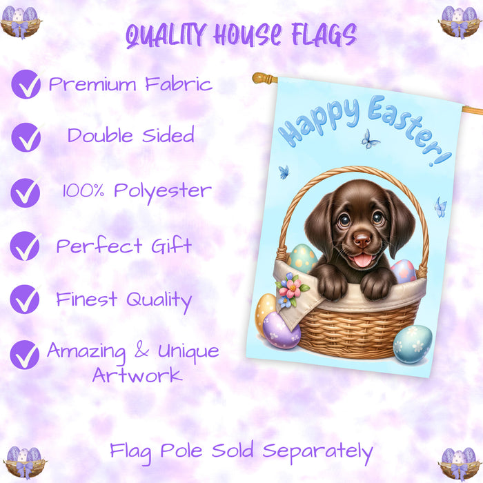 Labrador Spring Easter Puppy House Flag Home Outdoor Decorative Dog Flag Gifts 28x40 Inch Double-Sided