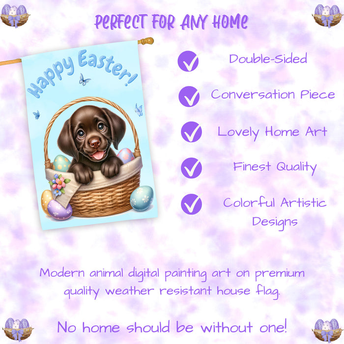 Labrador Spring Easter Puppy House Flag Home Outdoor Decorative Dog Flag Gifts 28x40 Inch Double-Sided