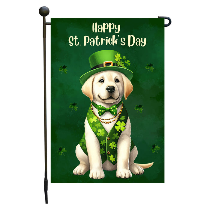 Labrador St. Patrick's Day Irish Dog Garden Flag, Paddy's Day Party Decor, Green Design, Pet Gift, Double Sided, Irish Doggy Delight