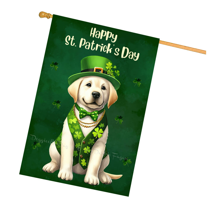 Labrador Retriever St Patricks Day House Flag 28 x 40 Irish Clover Porch Decor Gift