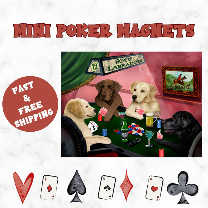 Home Of Labradors 4 Dogs Playing Poker Magnet Mini (3.5" x 2")