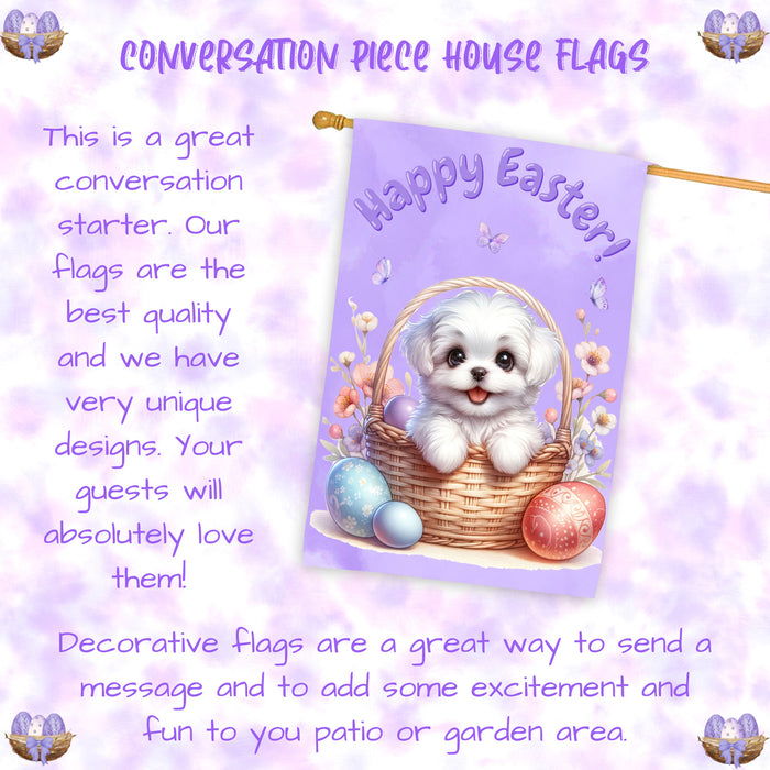 Maltese Spring Easter Dog House Flag Garden Yard Outdoor Decor Gifts for Mom 28x40 Inch Double-Sided