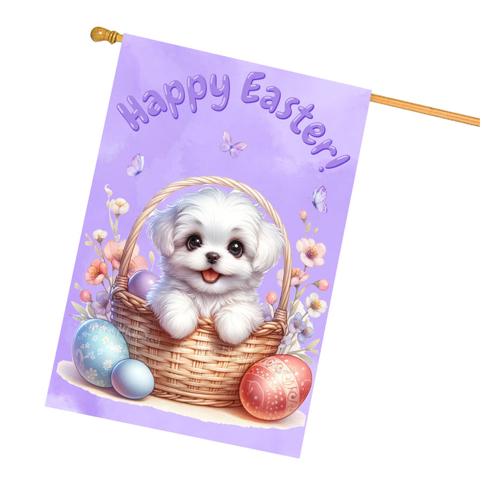 Maltese Spring Easter Dog House Flag Garden Yard Outdoor Decor Gifts for Mom 28x40 Inch Double-Sided