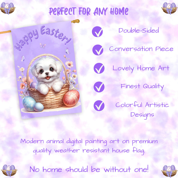 Maltese Spring Easter Dog House Flag Garden Yard Outdoor Decor Gifts for Mom 28x40 Inch Double-Sided