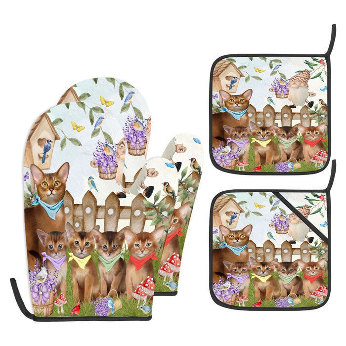 Abyssinian Oven Mitts and Pot Holder Set, Kitchen Gloves for Cooking with Potholders, Explore a Variety of Custom Designs, Personalized, Pet & Cat Gifts