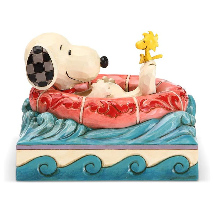 Enesco Peanuts by Jim Shore Snoopy and Woodstock in Floatie Figurine, 4 Inch, Multicolor