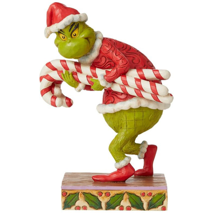 Enesco Jim Shore Dr. Seuss The Grinch Stealing Candy Canes Figurine, 7.48 Inch, Multicolor,Green