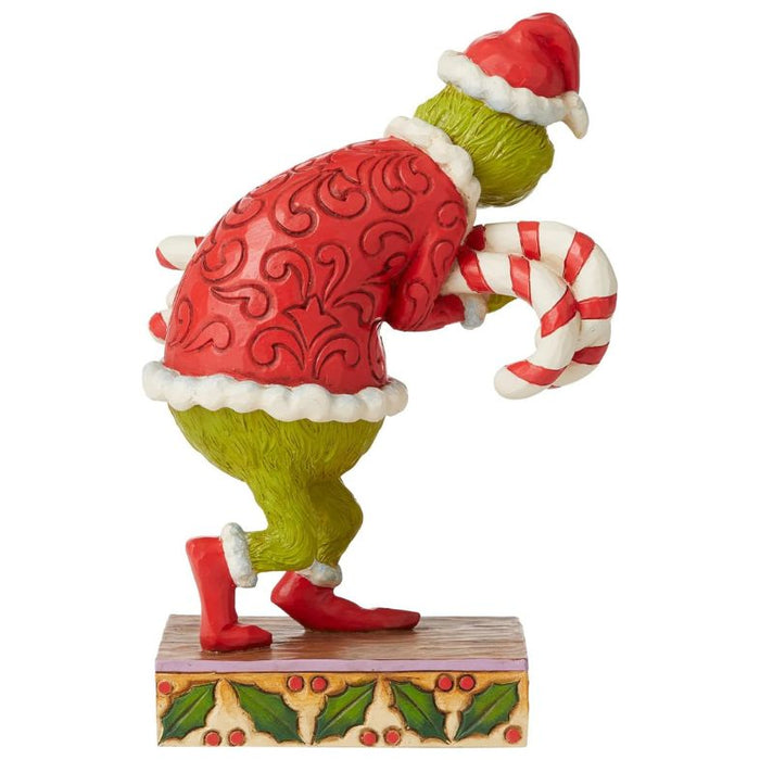 Enesco Jim Shore Dr. Seuss The Grinch Stealing Candy Canes Figurine, 7.48 Inch, Multicolor,Green