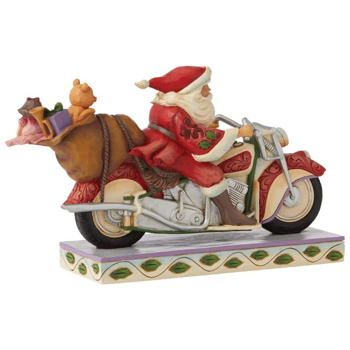 Enesco Jim Shore Heartwood Creek Santa Riding Motorcycle Figurine, 5.51 Inch, Multicolor