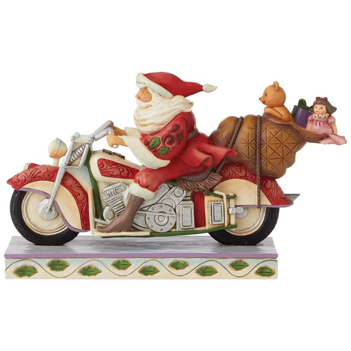 Enesco Jim Shore Heartwood Creek Santa Riding Motorcycle Figurine, 5.51 Inch, Multicolor