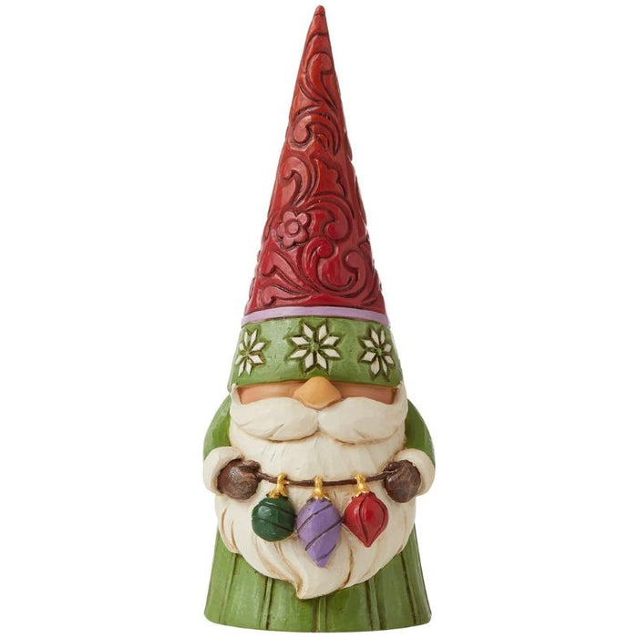 Enesco Jim Shore Heartwood Creek Christmas Gnome Holding Ornaments Figurine, 5.31 Inch, Multicolor Green